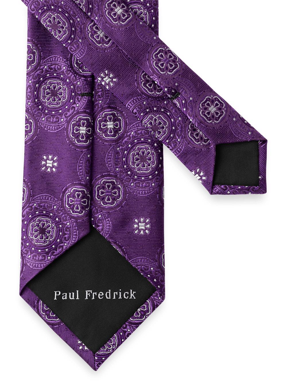 Medallion Woven Silk Tie - Purple Product Image