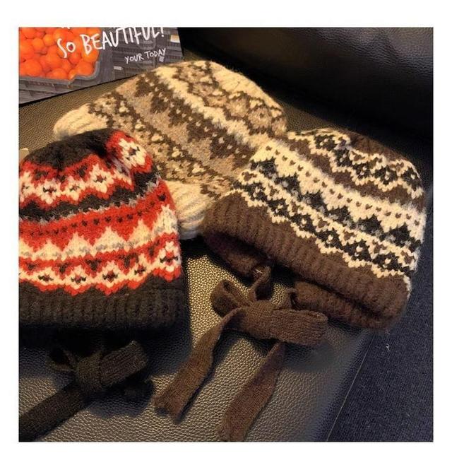 Patterned Knit Beanie Product Image