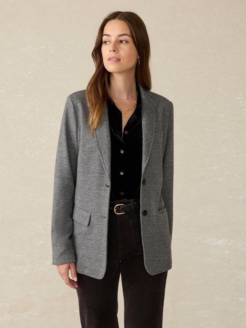 Inlet Knit Tweed Blazer - Steel Rock Herringbone Product Image