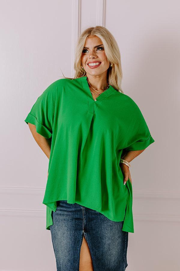 City Escape Shift Top in Kelly Green Curves Product Image