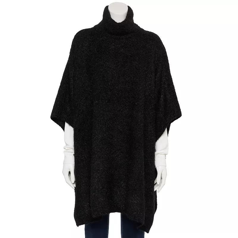 Womens Cejon Chevron Shimmer Cowl Neck Poncho Product Image