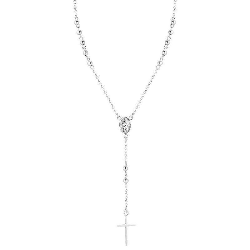 Sunkissed Sterling Rosary Lariat Necklace, Womens Silver Tone Product Image