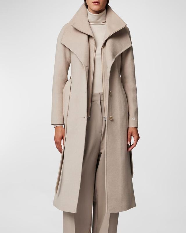 Ilana Layered Wool Peacoat with Tie Belt Product Image