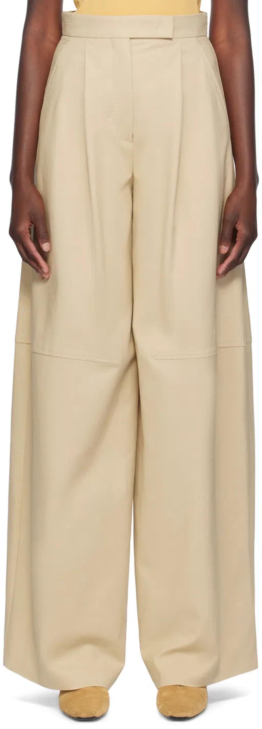 MAX MARA Avoriaz Cotton Double Canvas Wide Pants In Neutrals product image