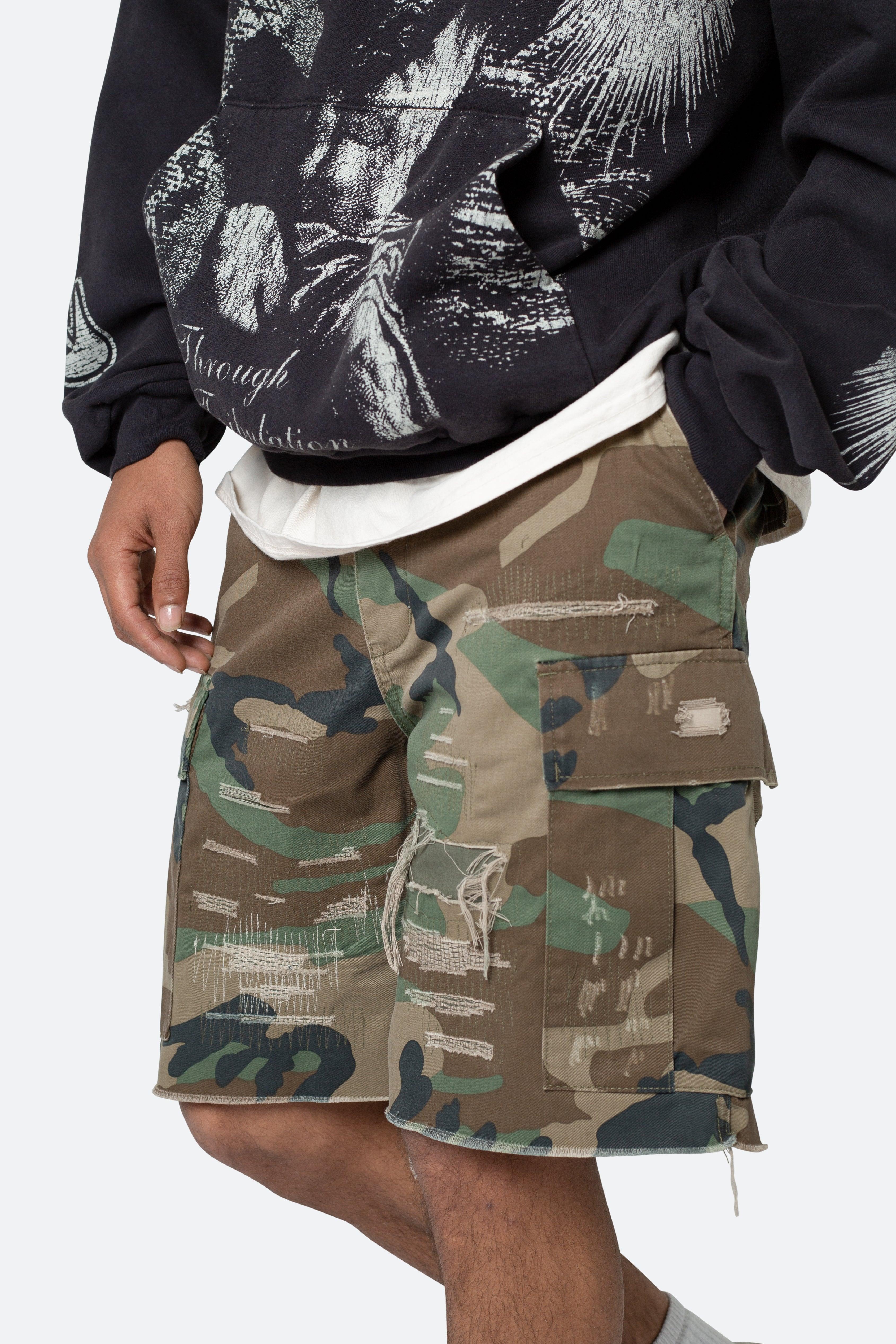 Distressed Cargo Shorts - Camo Product Image