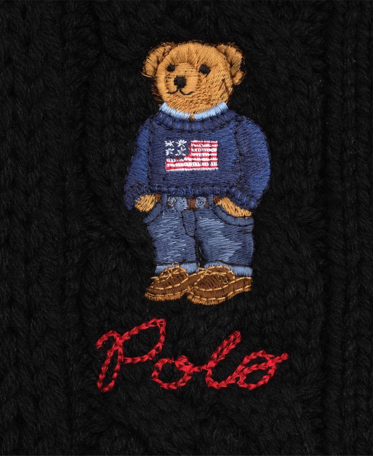 POLO RALPH LAUREN Men's Cable-knit Bear Scarf In Polo Black Product Image