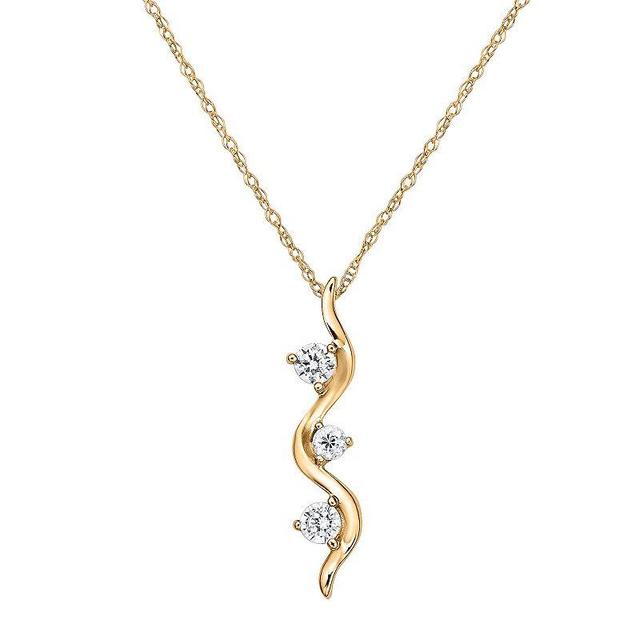 Together As One 10k Gold 1/4 Carat T.W. Diamond Squiggle Pendant Necklace, Womens Product Image