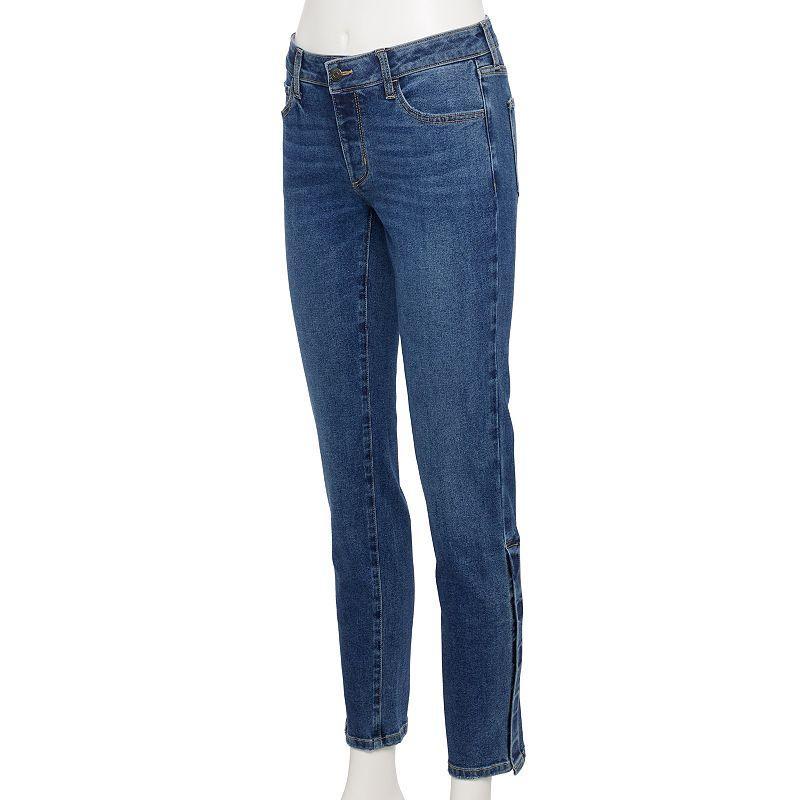 Womens Sonoma Goods For Life Adaptive Easy Dressing Mid-Waisted Straight Leg Jeans product image