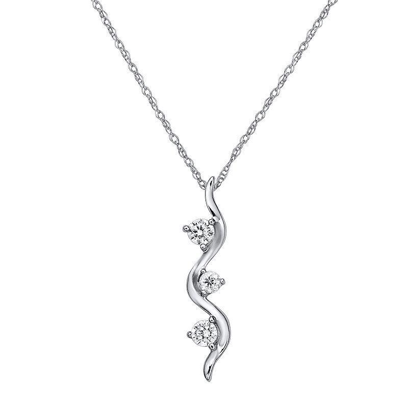 Together As One 10k Gold 1/4 Carat T.W. Diamond Squiggle Pendant Necklace, Womens 10k White Gold Product Image