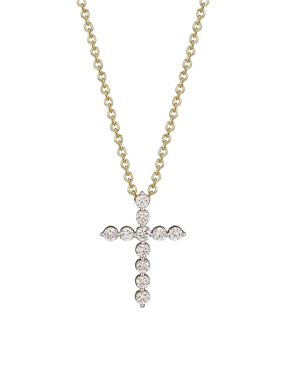 Womens 14K Yellow Gold & 0.50 TCW Diamond Cross Pendant Necklace Product Image