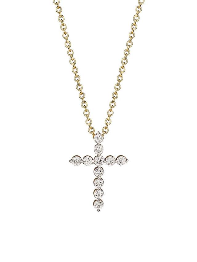 Womens 14K Yellow Gold & 0.50 TCW Diamond Cross Pendant Necklace Product Image