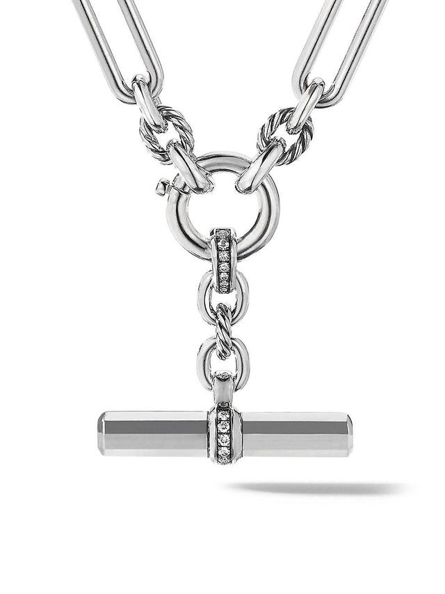 Womens Lexington E/W Chain Necklace in Sterling Silver with Pav Diamonds Product Image