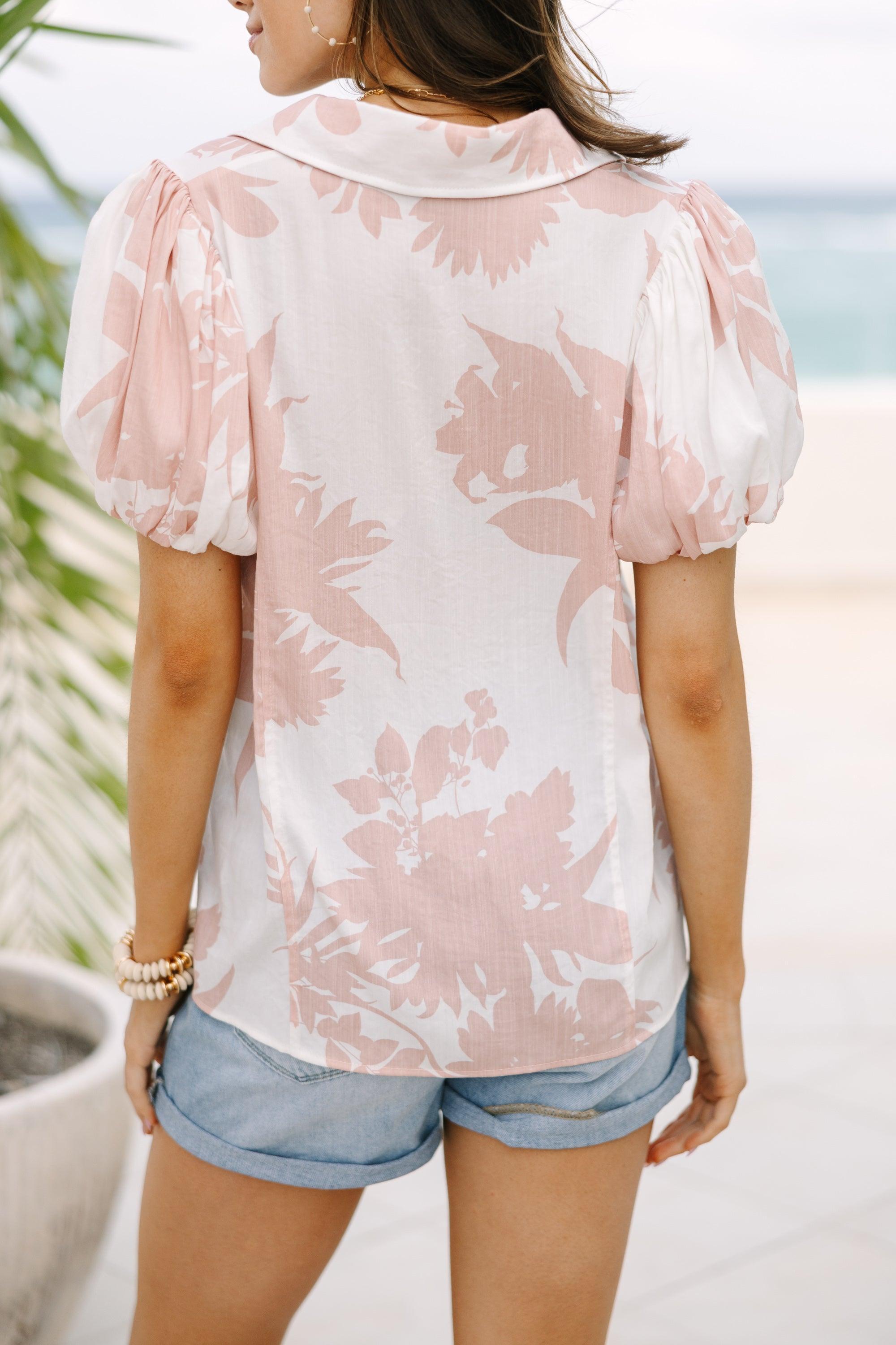 True Colors Blush Pink Floral Blouse Female Product Image