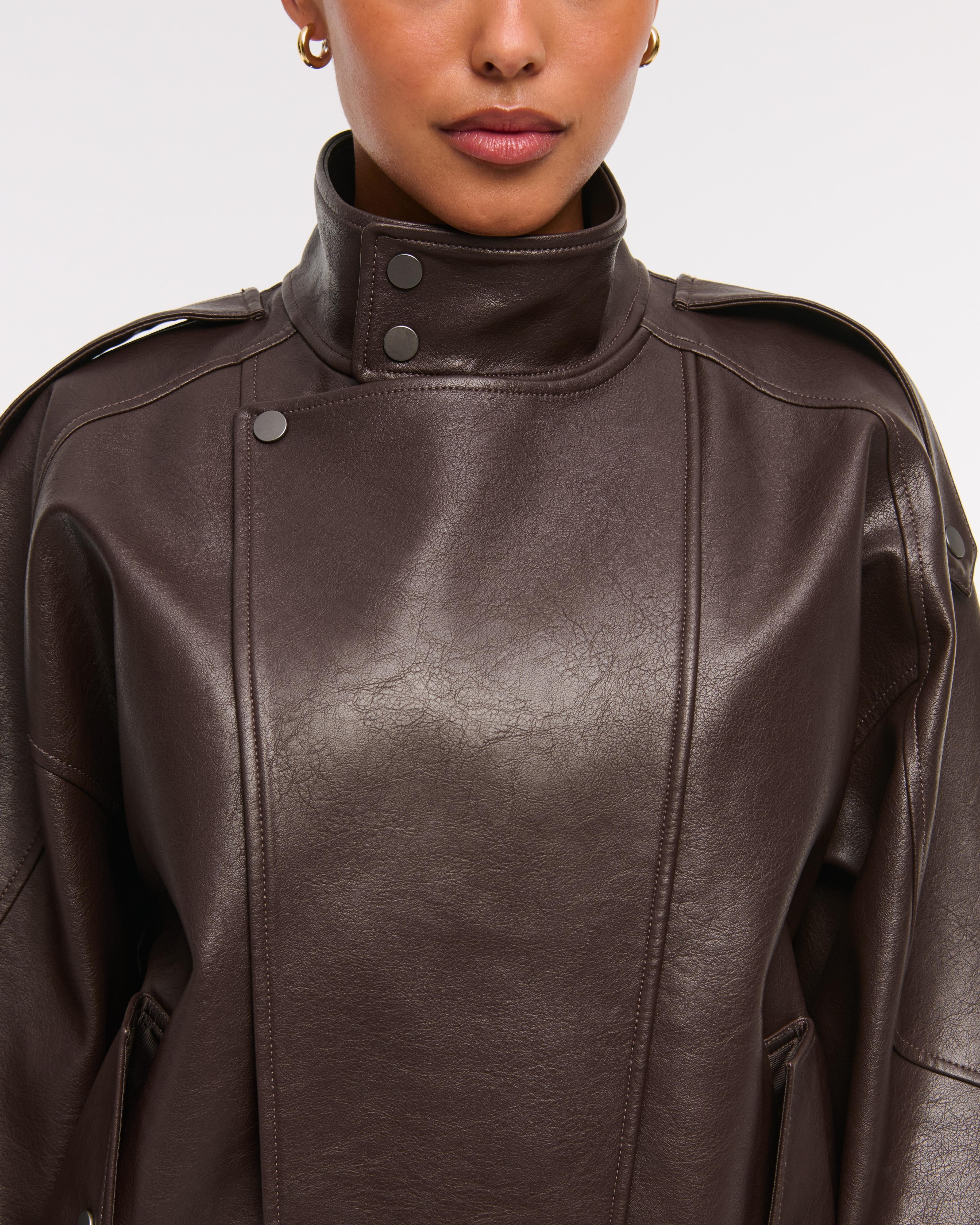 Vegan Leather Bomber Jacket Product Image