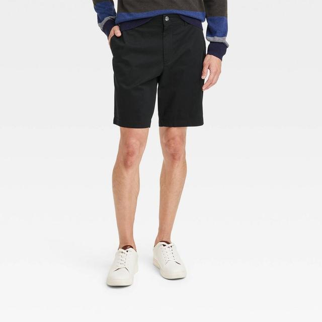 Mens Every Wear 9 Slim Fit Flat Front Chino Shorts - Goodfellow & Co Black 28 Product Image