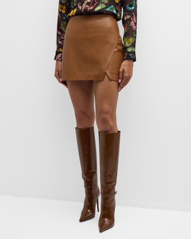 Siobhan Vegan Leather Wrap Mini Skirt Product Image