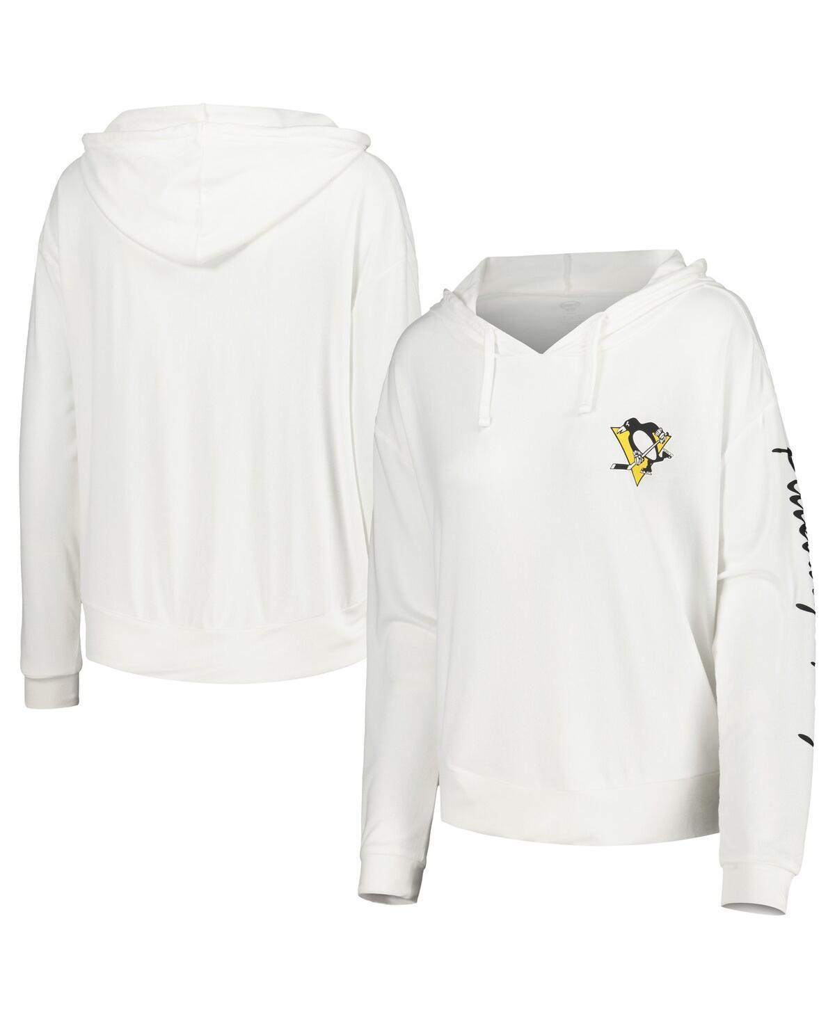 Womens Concepts Sport White Pittsburgh Penguins Accord Hacci Long Sleeve Hoodie T-shirt Product Image