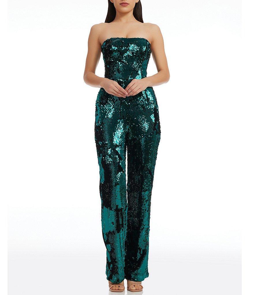 Dress the Population Andy Sequin Wide Leg Strapless Jumpsuit Product Image