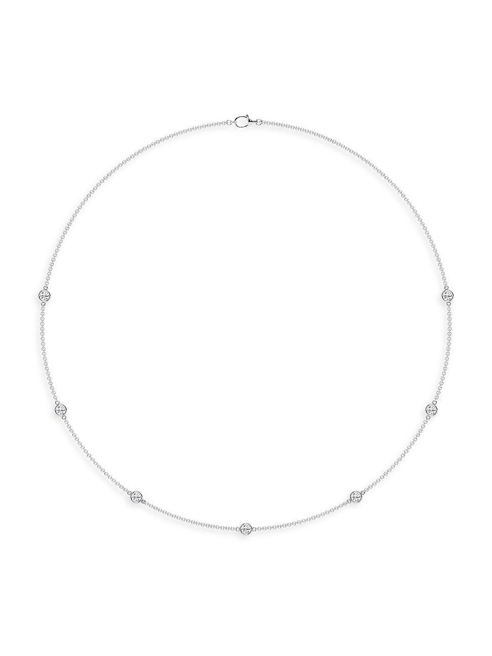 Womens 14K White Gold & 1 TCW Diamond Station Necklace Product Image