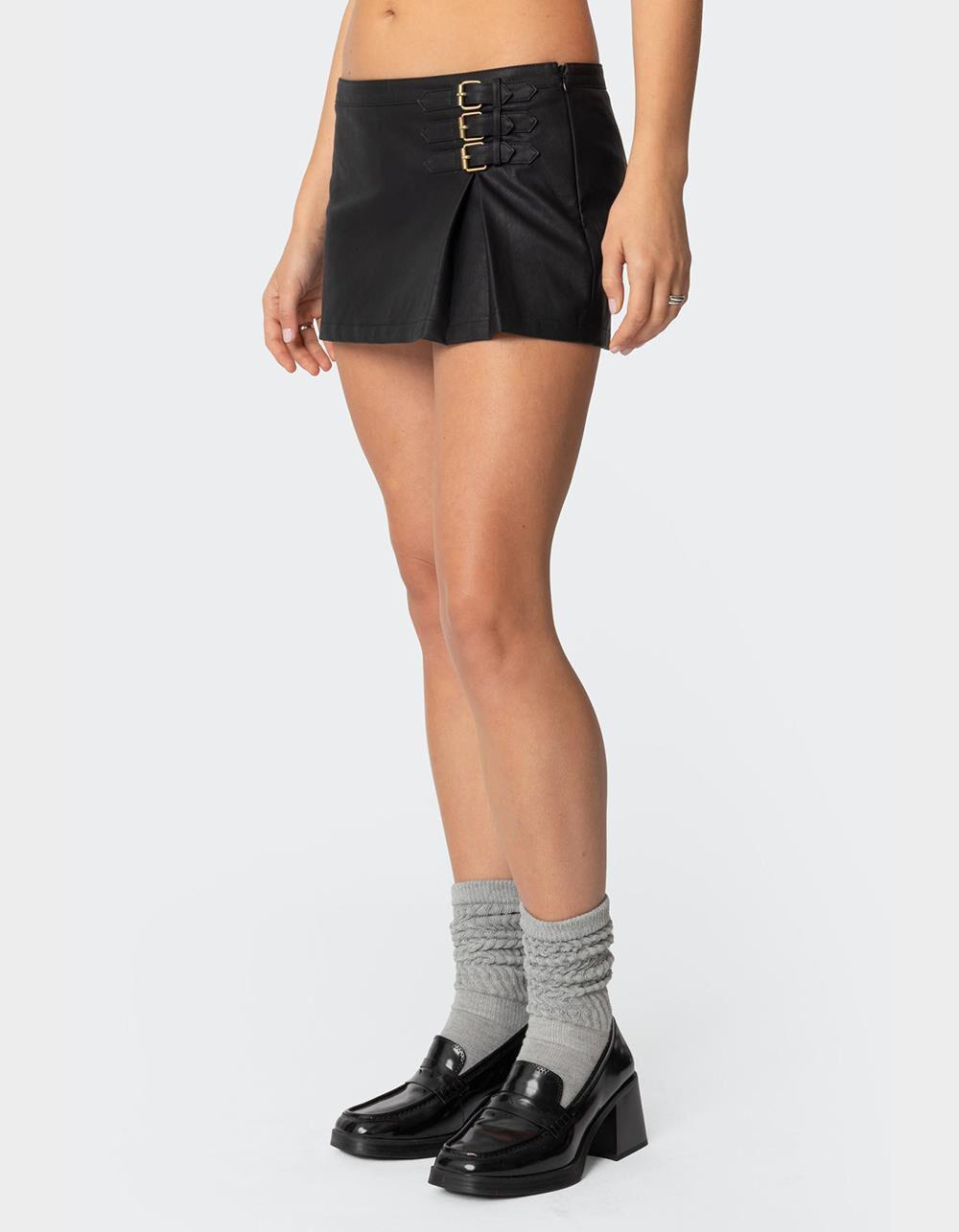 EDIKTED Triple Belt Faux Leather Mini Skort Product Image