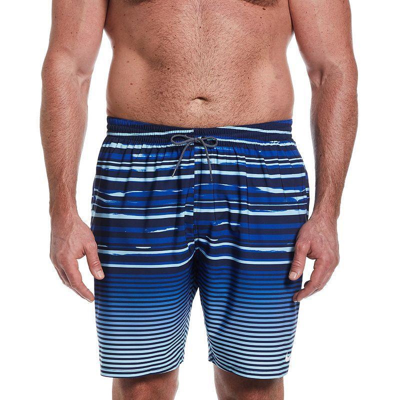 Big & Tall Nike 9-in. Stripe Breaker Swim Trunks, Mens Black Navy Product Image