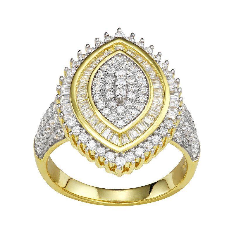 Designs by Gioelli 14k Gold Plated Silver Cubic Zirconia Marquise Ring, Womens Two Tone Product Image