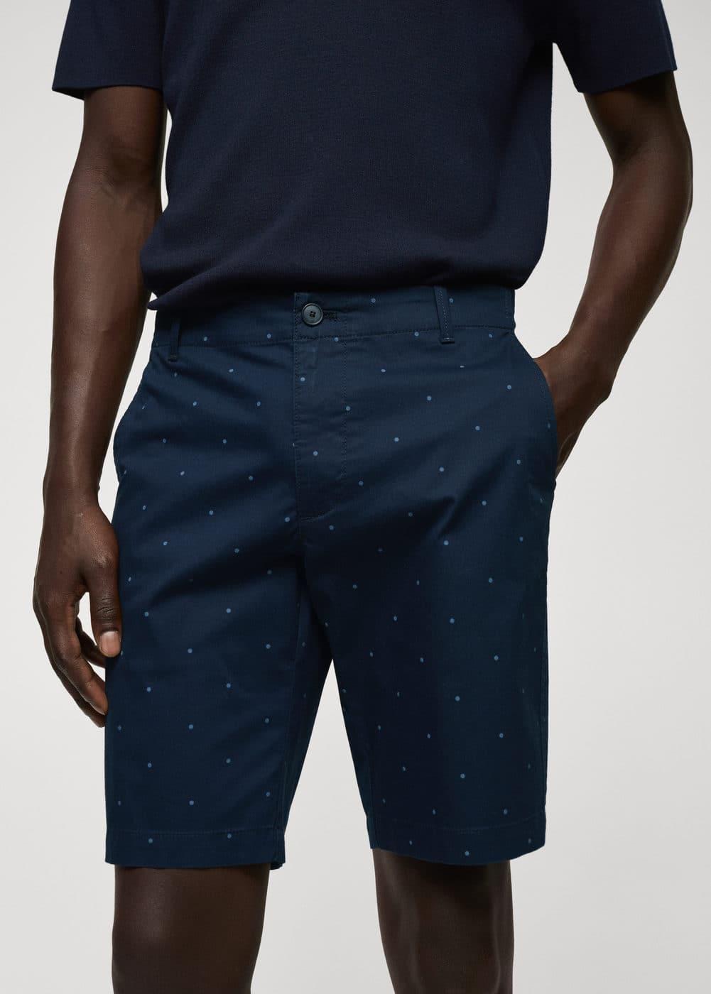 MANGO MAN - Slim-fit cotton micro-print bermuda shorts navyMen Product Image