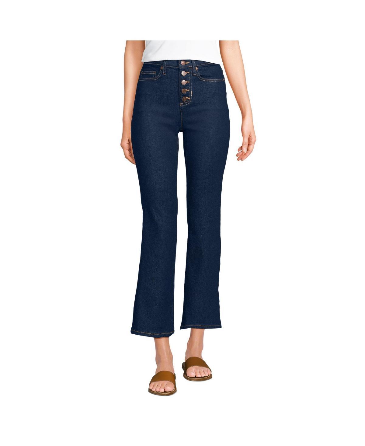 Petite Lands End Recover High-Rise Kick Flare Crop Jeans, Womens Blue Tide Blue Product Image