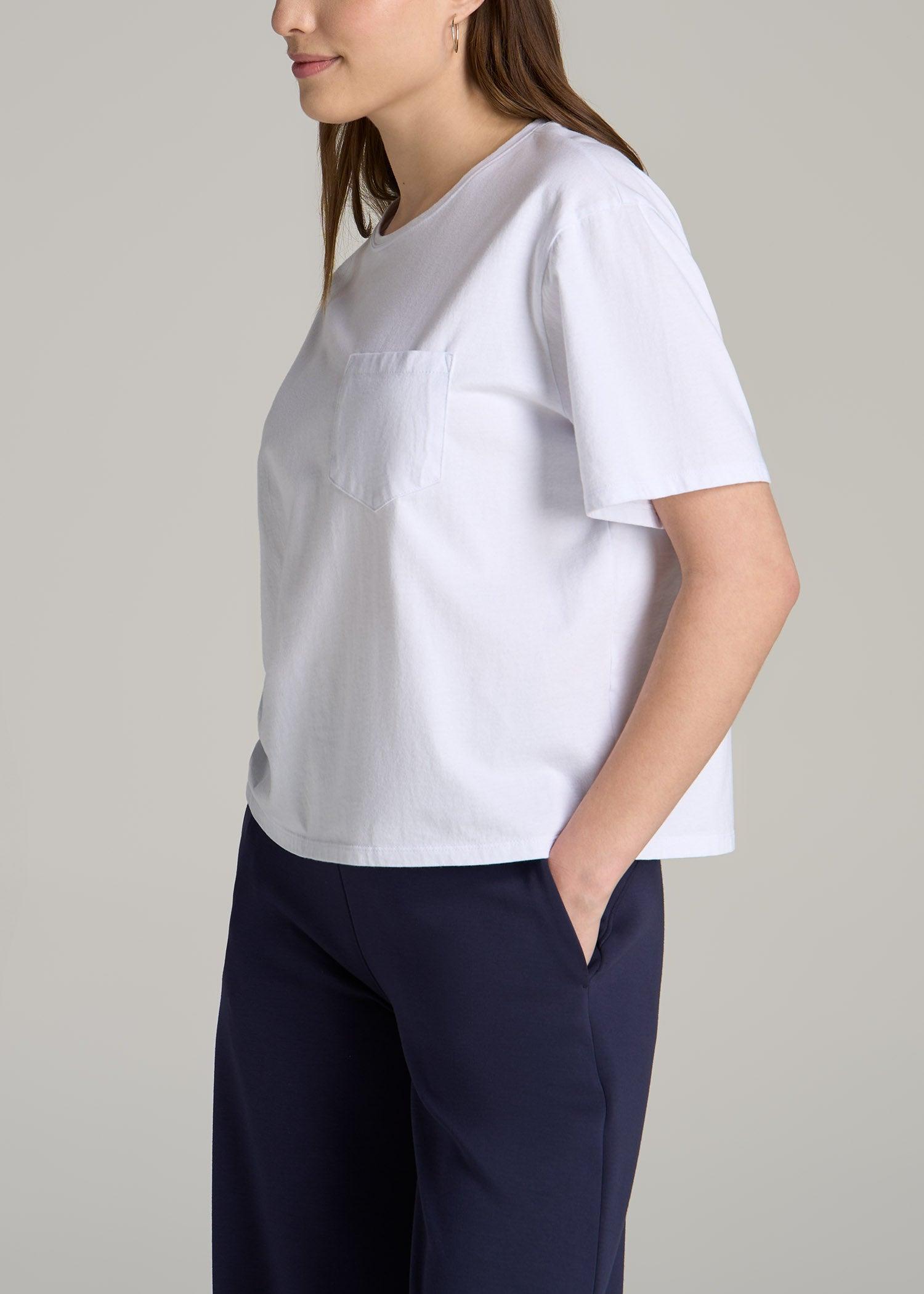 Boxy Short Sleeve T-Shirt for Tall Women in Bright White Female Product Image