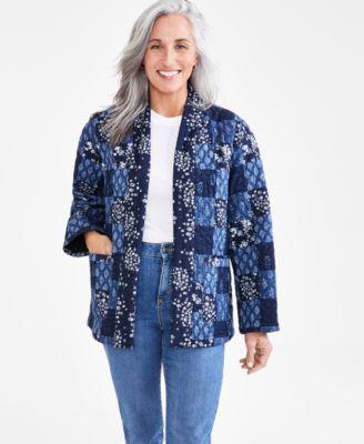 Petite Cotton Quilted Patchwork Jacket, Created for Macy's Product Image