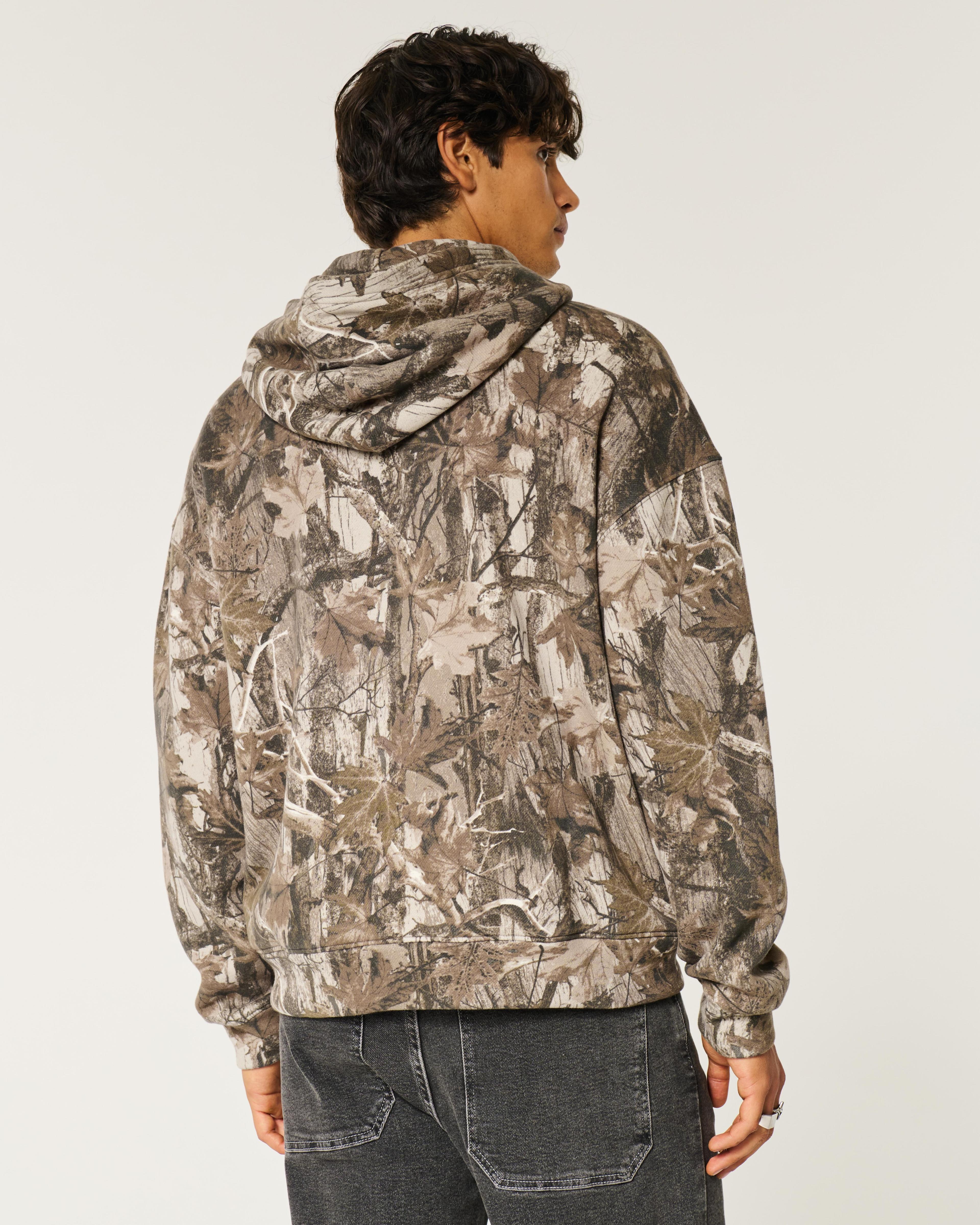 Hollister Feel Good Fleece Boxy Camo Hoodie Product Image