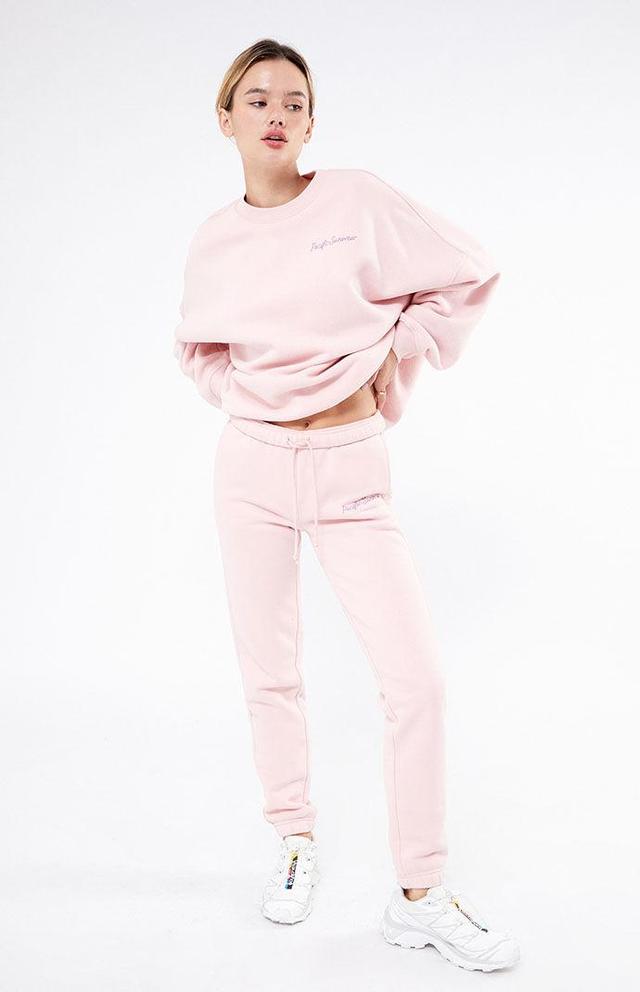 Pacsun script slogan wide leg sweatpants in silver pink - part of a set Product Image