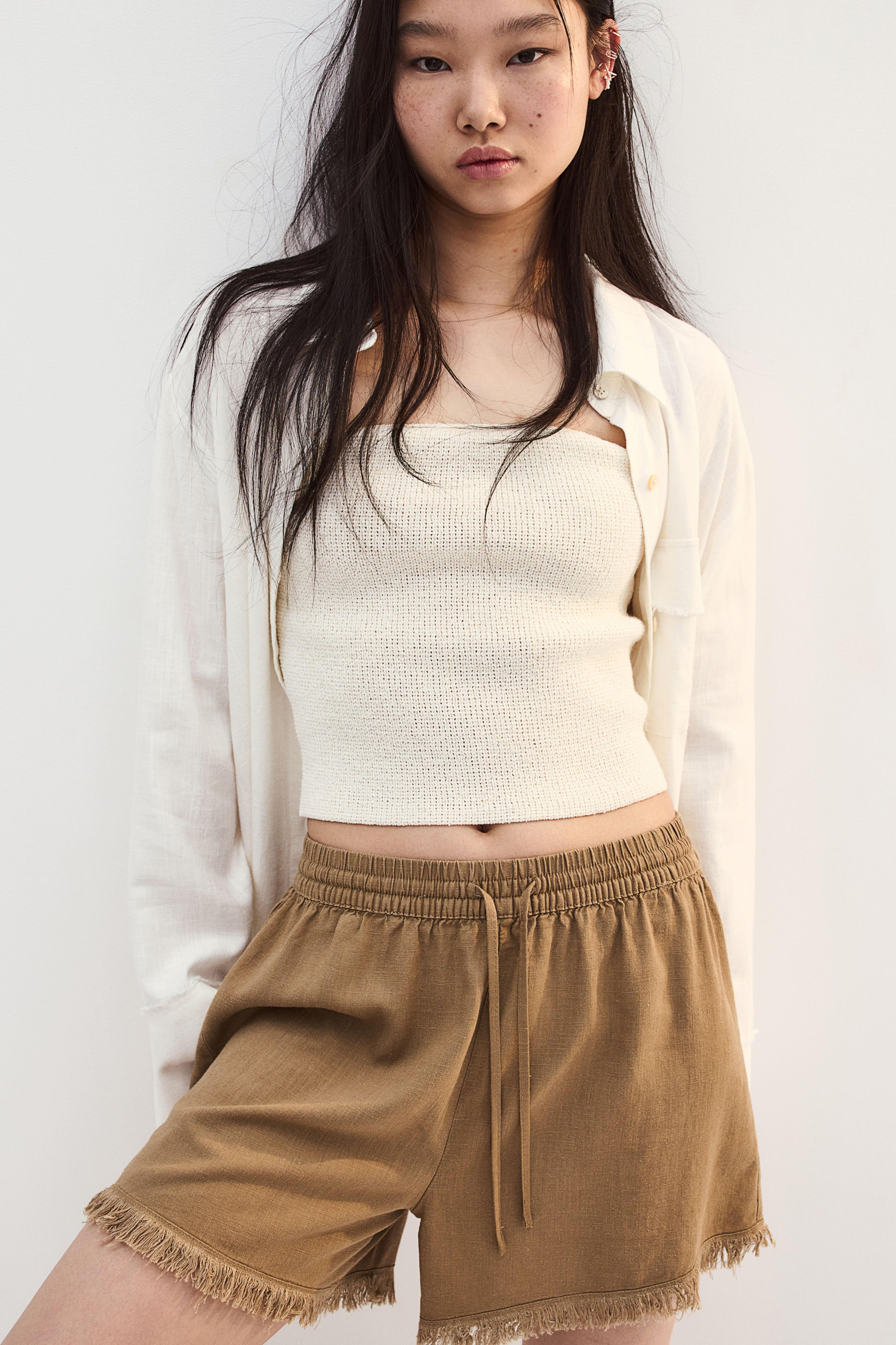 Linen-blend Pull-on Shorts Product Image