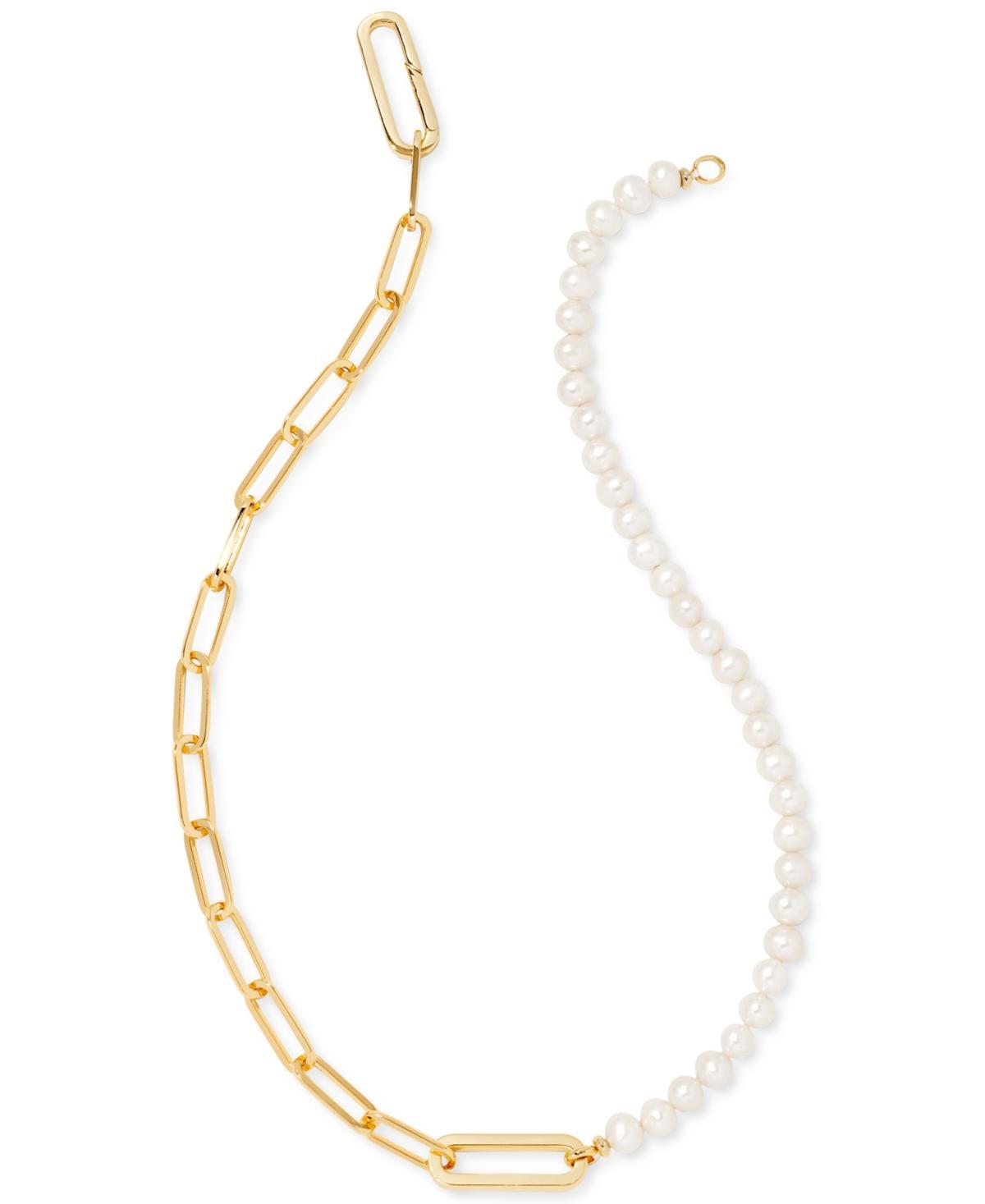 Kendra Scott 14k Gold-Plated Cultured Freshwater Pearl (6 - 6-1/2mm) Half Link 17-1/2 Collar Necklace Product Image