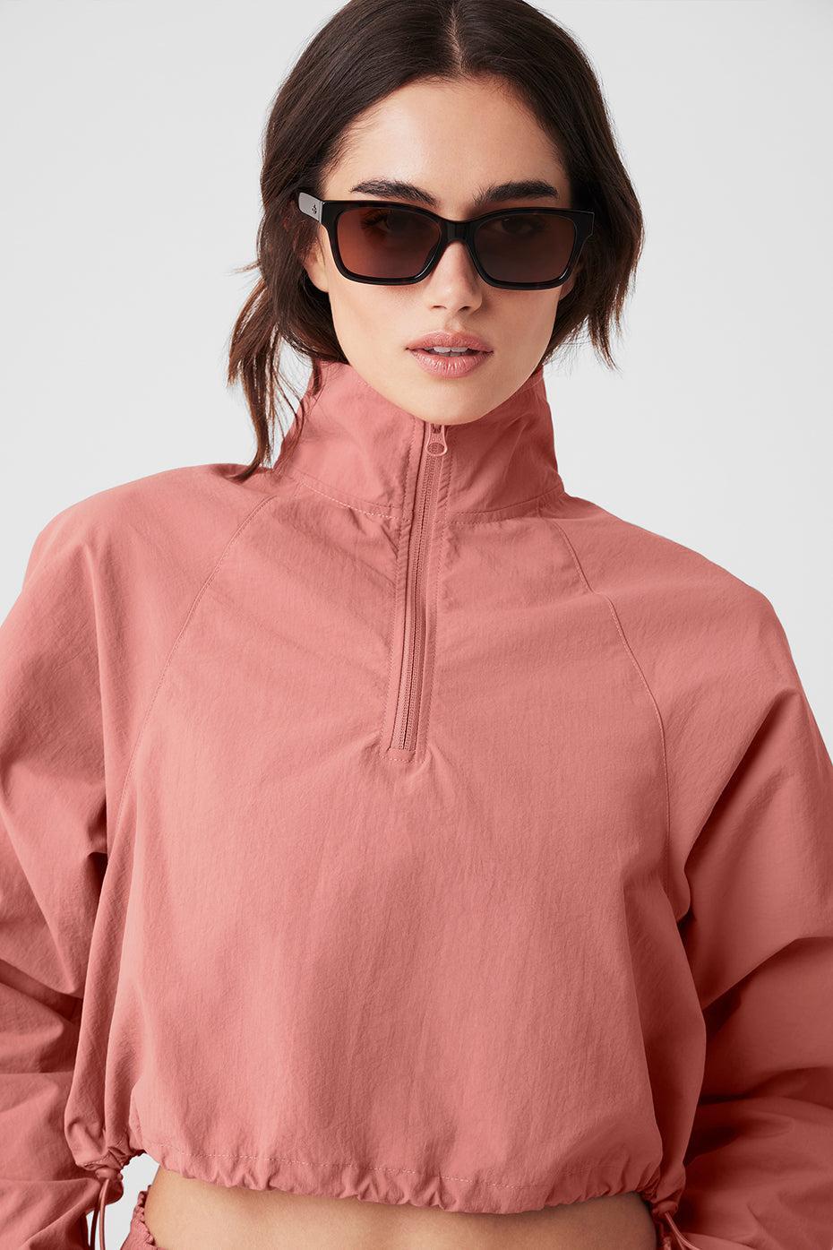 Cropped 1/4 Zip Alumni Pullover - Soft Terracotta Female Product Image