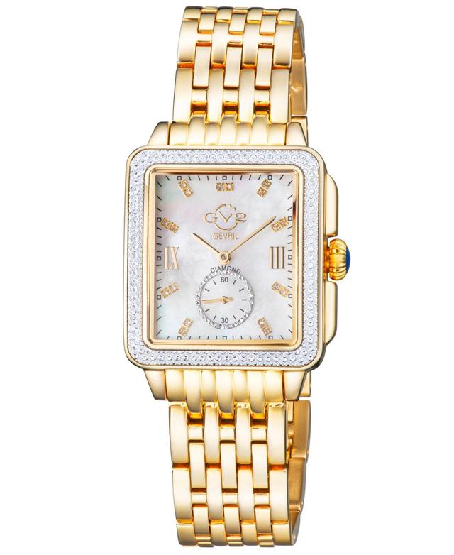 GV2 by Gevril Womens Bari Tortoise Swiss Quartz Diamond Accents Ion Plating Gold-Tone Stainless Steel Bracelet Watch 34mm x 30mm - Silver Product Image