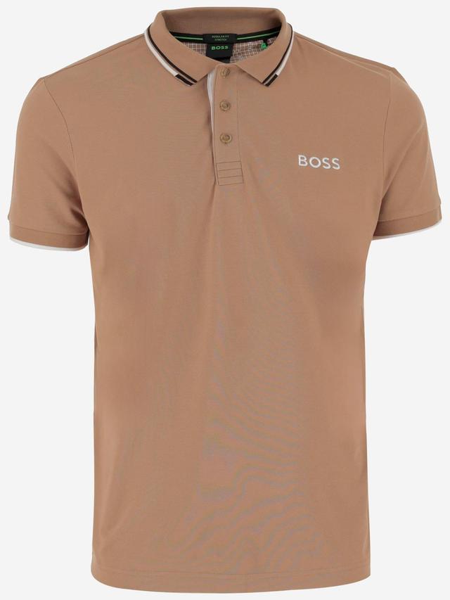 HUGO BOSS Stretch Cotton Blend Polo Shirt With Logo In Khaki Product Image