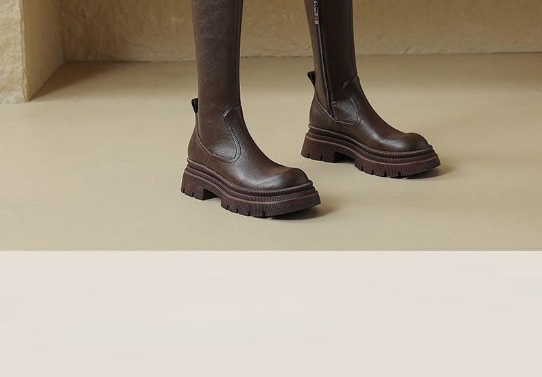 Faux Leather Platform Over-The-Knee Boots Product Image