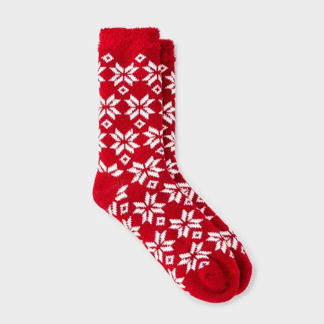 Womens Snowflake Double Lined Cozy Crew Socks - Auden Red/Ivory 4-10 Product Image