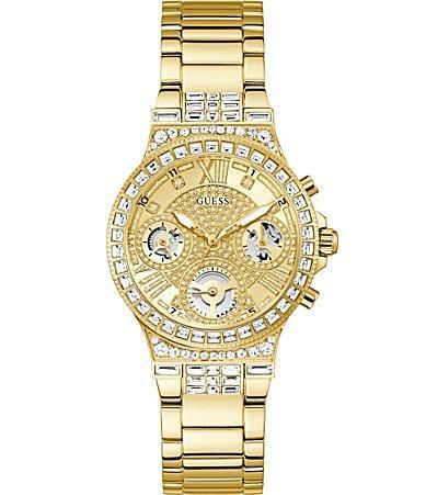 Guess Womens Gold-Tone Glitz Stainless Steel Multifunction Watch Product Image