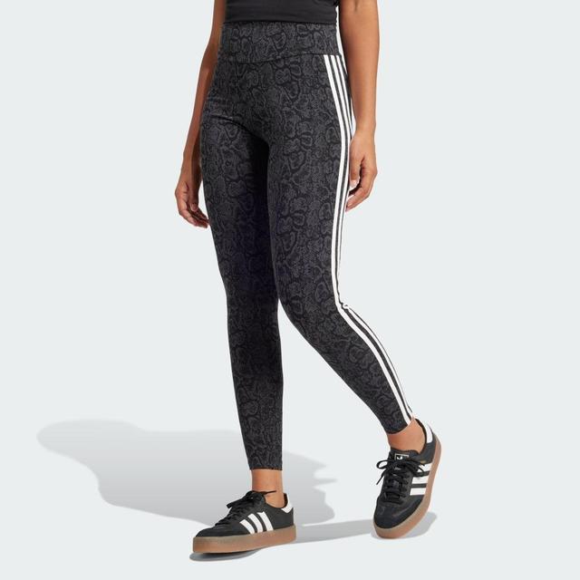 adidas Snakeskin Allover Print Leggings Black M Womens Product Image