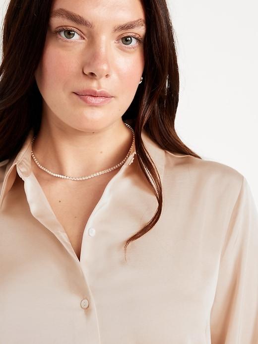 Classic Button-Down Satin Shirt Product Image