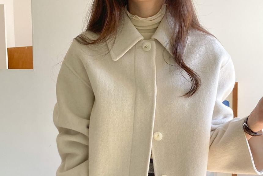 Collar Plain Button Jacket Product Image