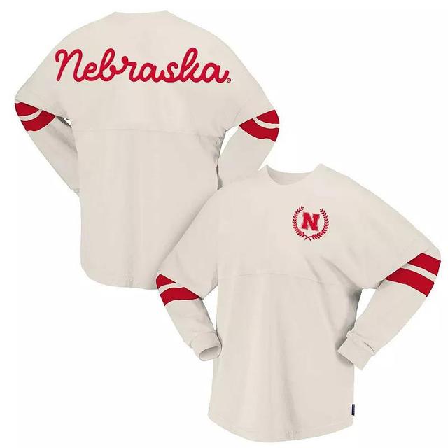 Womens Spirit Jersey Cream Nebraska Huskers Oversized T-Shirt Product Image