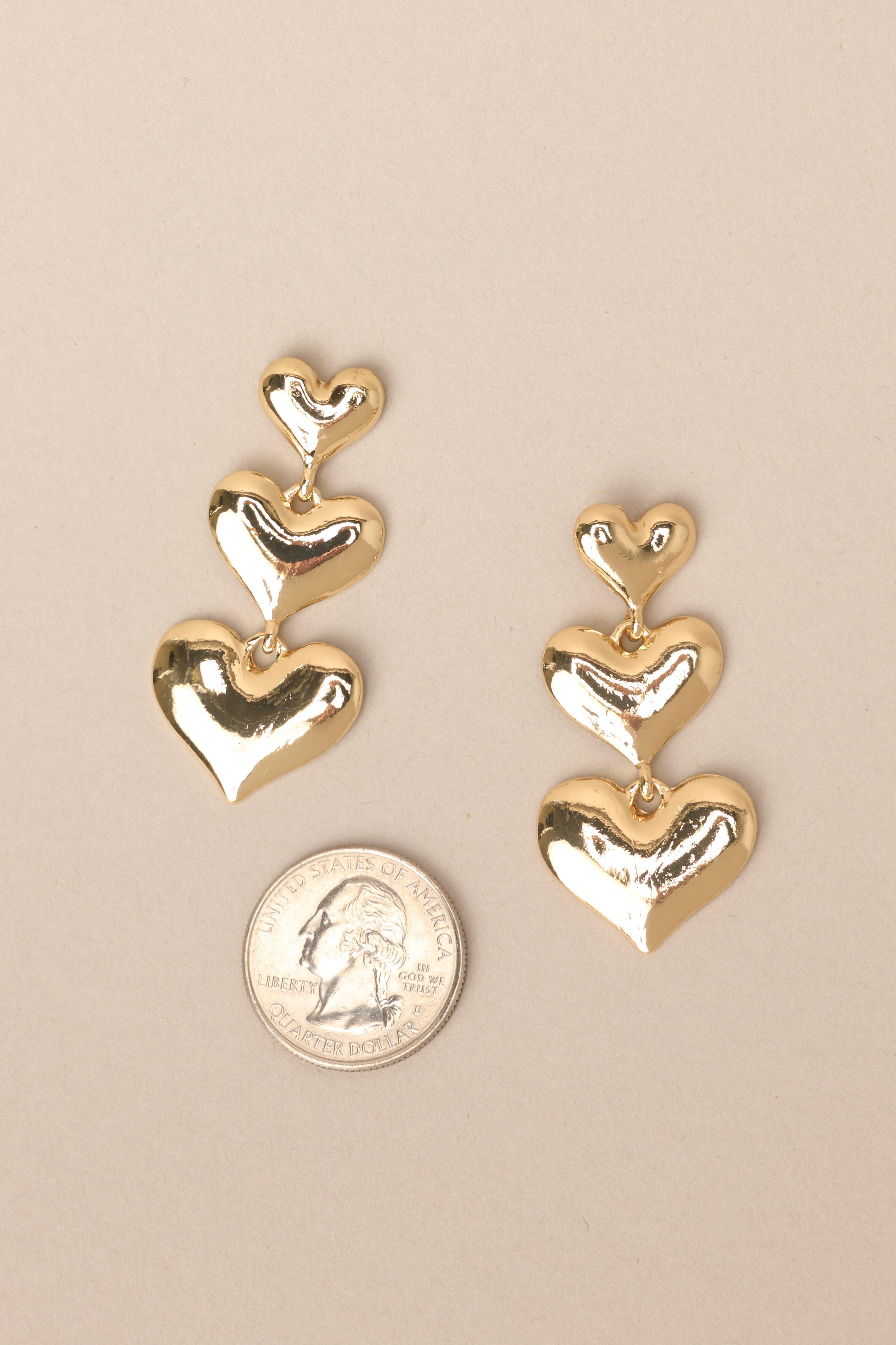 Love Me Love Me Not Gold Heart Earrings Product Image