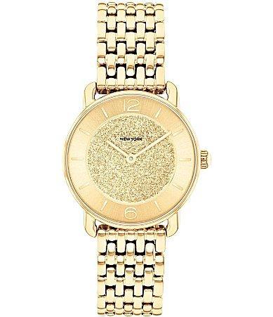 COACH Womens Elliot Quartz Analog Gold Tone Stainless Steel Glitter Dial Bracelet Watch Product Image