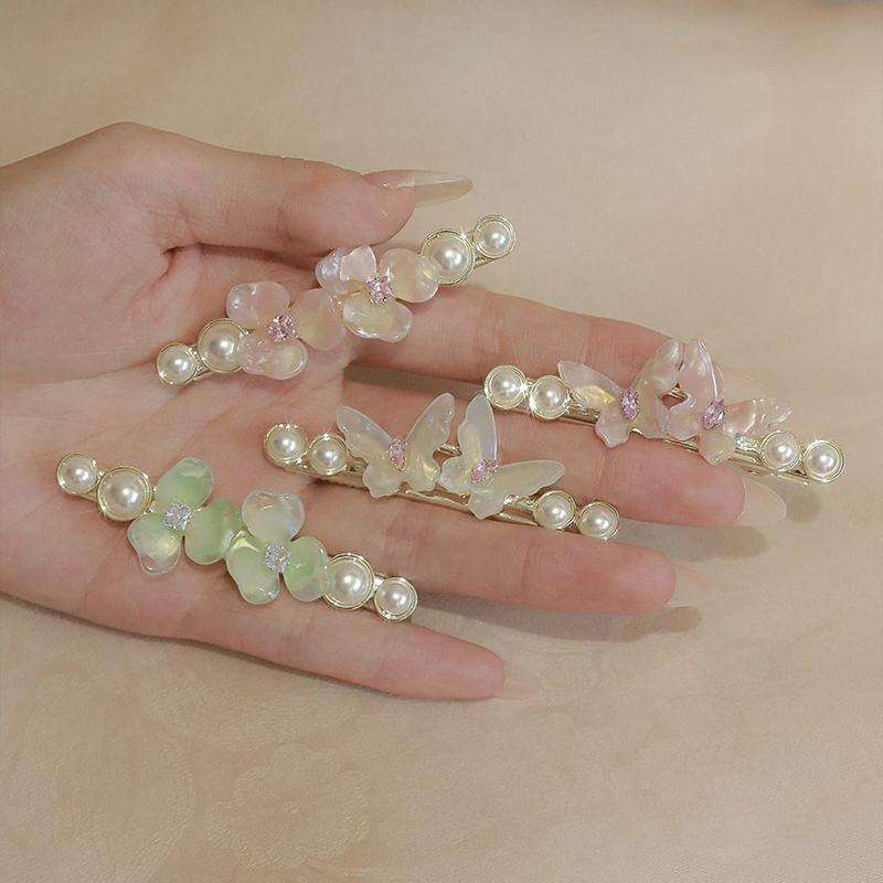 Floral Faux Pearl Alloy Hair Clip Product Image