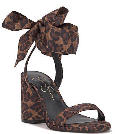 Jessica Simpson Cadith Leopard Print Bow Ankle Strap Sandals Product Image