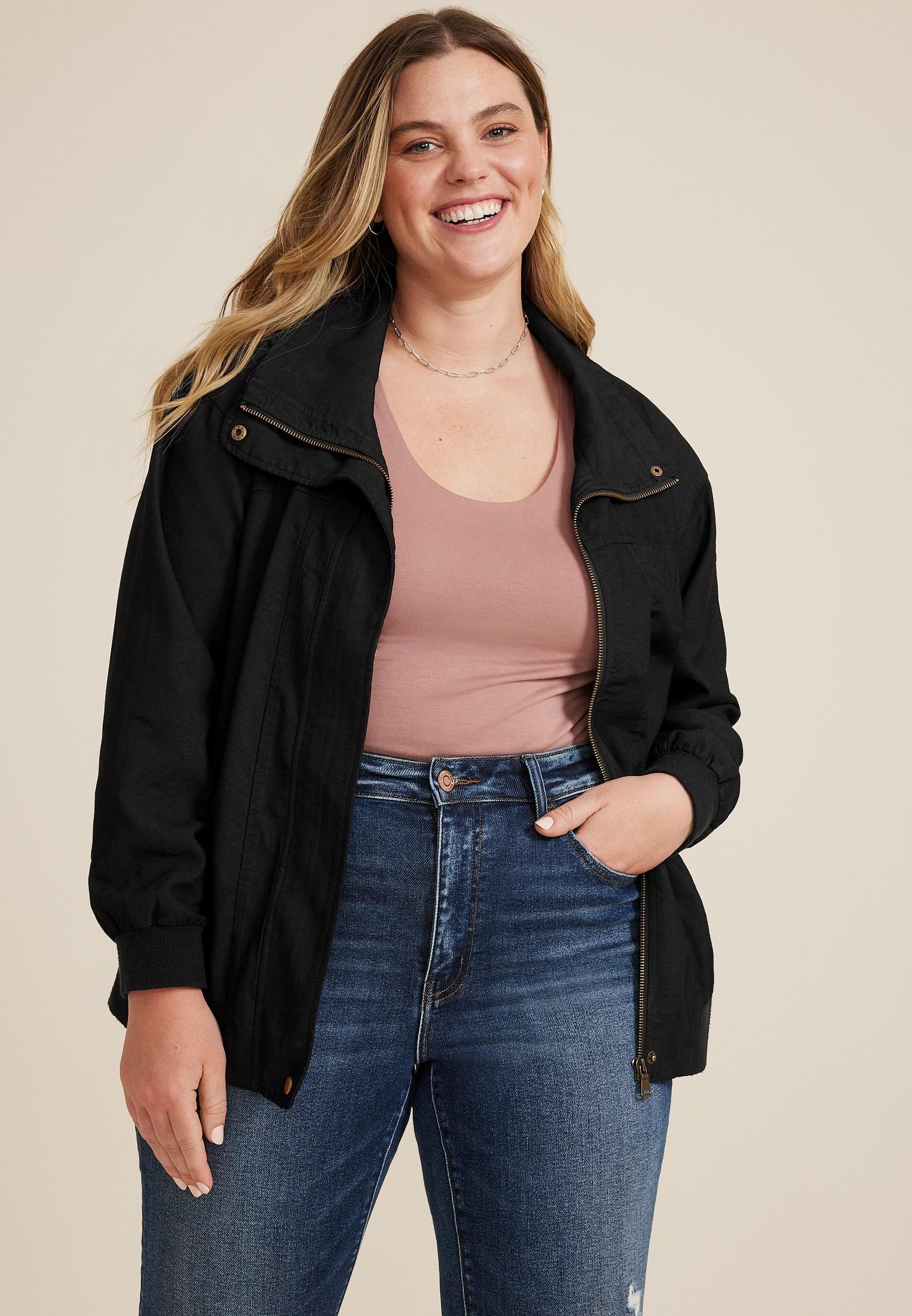 Maurices Plus Size Womens Twill Bomber Jacket Size 3X Product Image