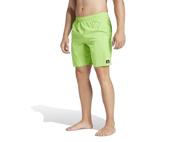 adidas Solid CLX Classic-Length Swim Shorts (Lucid Lime/White) Men's Swimwear Product Image